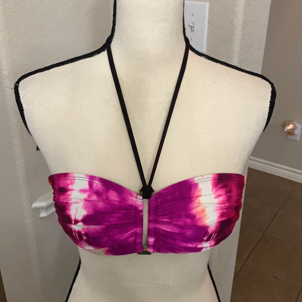 La Blanca by Rod Beattie tie-dyed pink and orange bikini top Size 4